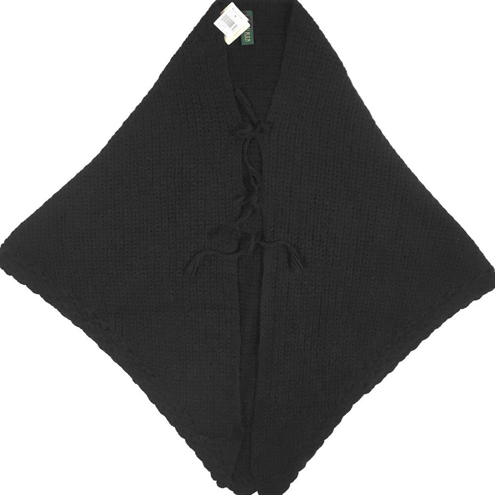 NEW! Lauren by Ralph Lauren Shawl! Black Hand Crocheted
